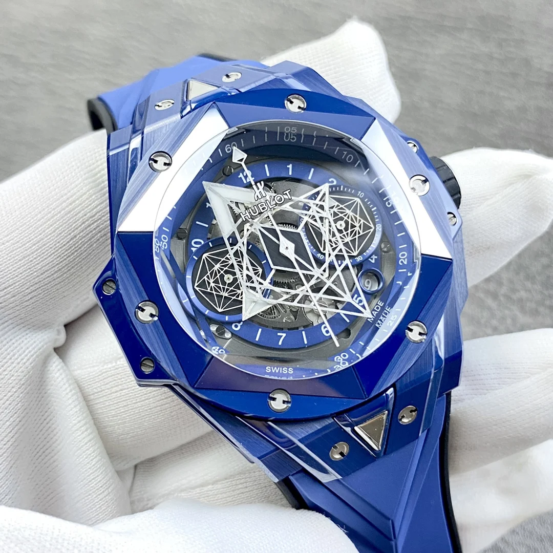 Hublot Big Bang Titanium Blue Dial 45mm — photographed off the sweep
