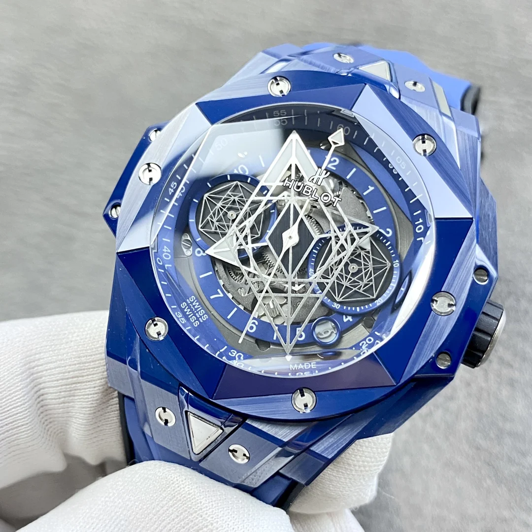 Hublot Big Bang Titanium Blue Dial 45mm — photographed off the sweep