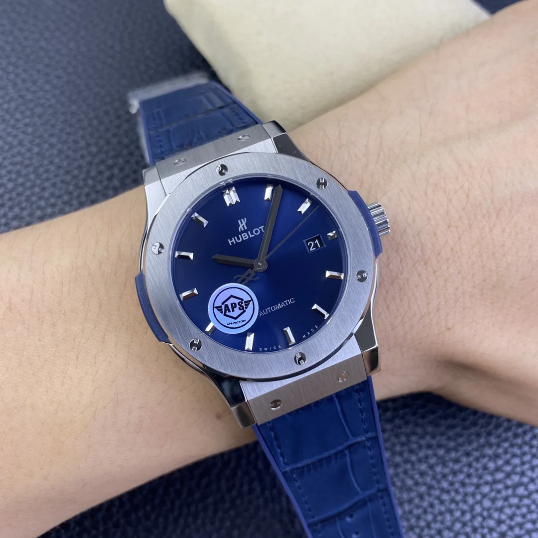 Hublot Classic Fusion Blue Dial 42mm — photographed off the sweep