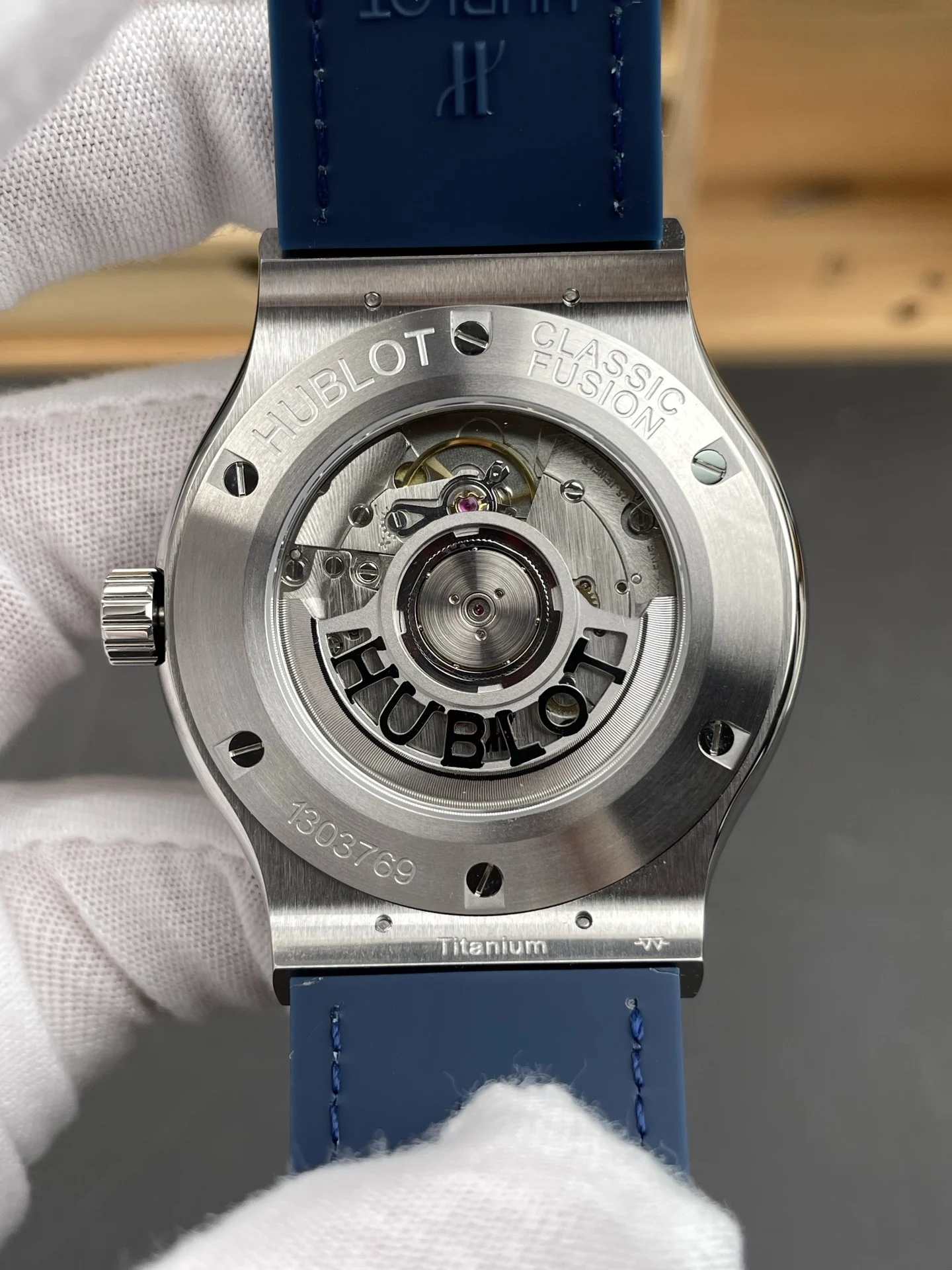 Hublot Classic Fusion Blue Dial 42mm — photographed off the sweep
