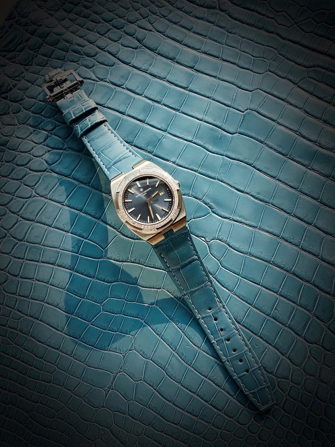 Imported alligator leather from Honey River, certified by — photographed off the sweep