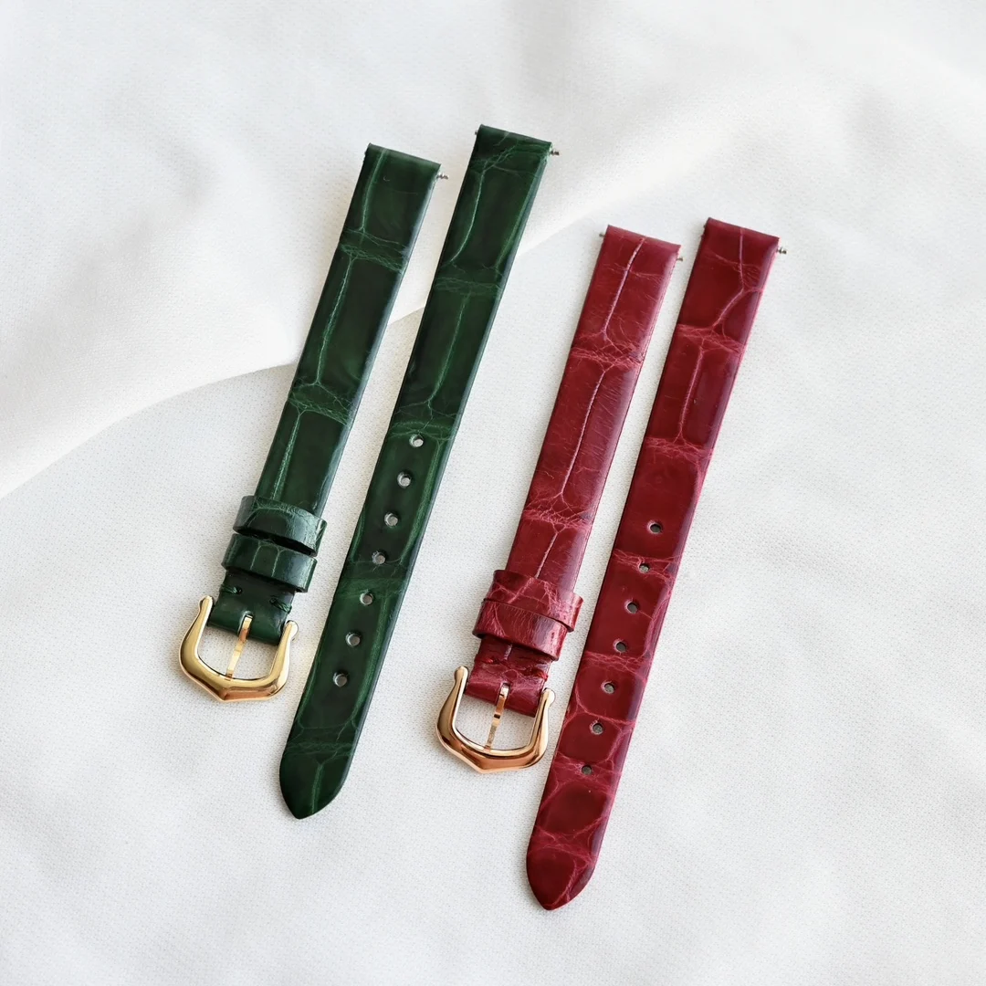 Imported American alligator leather strap, soft to the touch