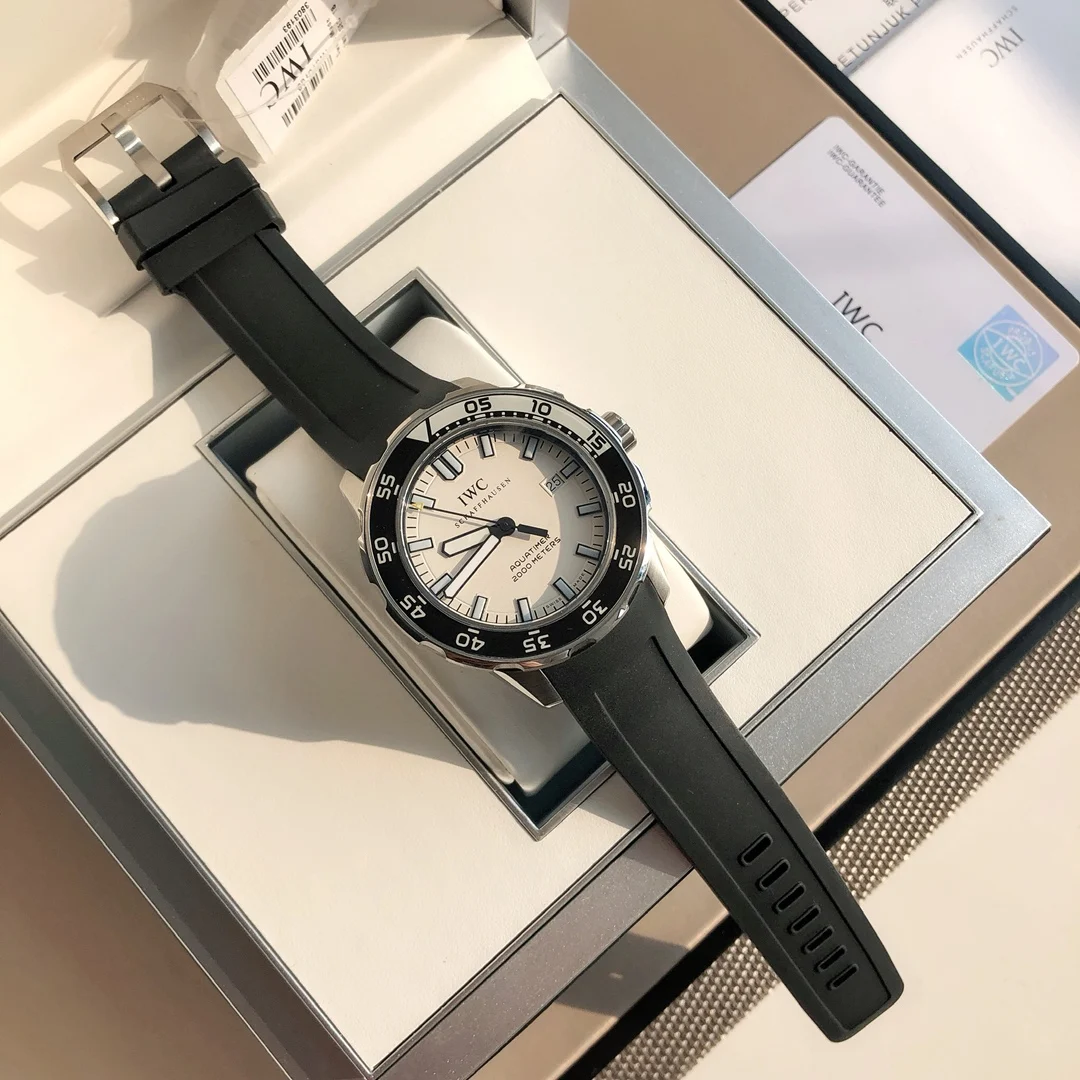 IWC Aquatimer Steel Black Dial 44mm — photographed off the sweep