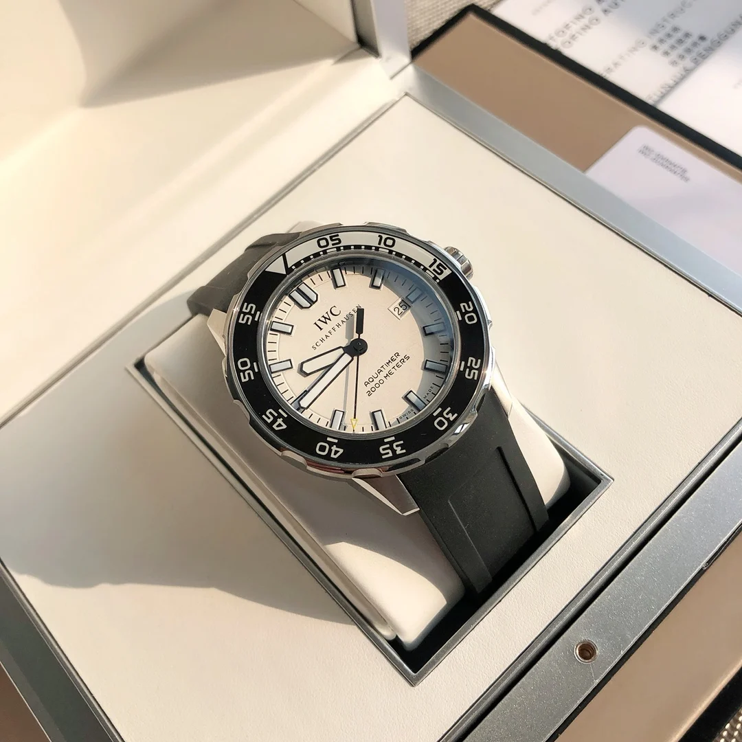 IWC Aquatimer Steel Black Dial 44mm — photographed off the sweep