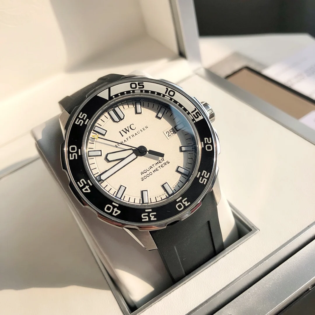 IWC Aquatimer Steel Black Dial 44mm — photographed off the sweep