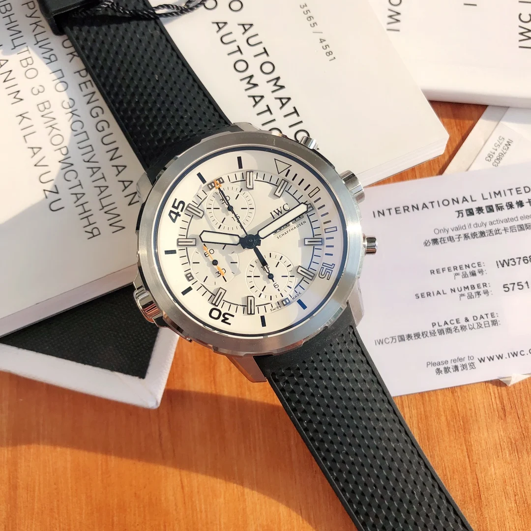 IWC Aquatimer Steel Black Dial IW376805 — photographed off the sweep
