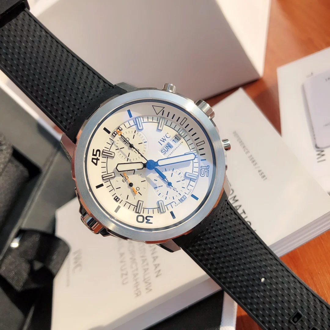 IWC Aquatimer Steel Black Dial IW376805 — photographed off the sweep
