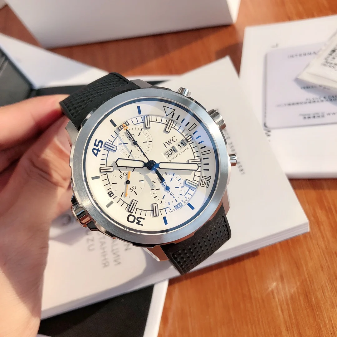 IWC Aquatimer Steel Black Dial IW376805 — photographed off the sweep