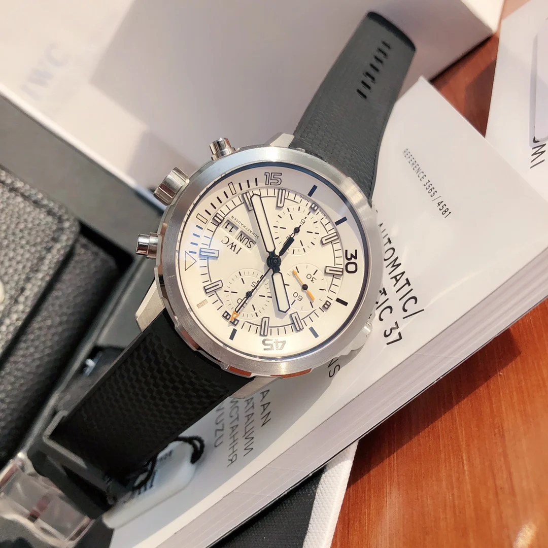 IWC Aquatimer Steel Black Dial IW376805 — photographed off the sweep