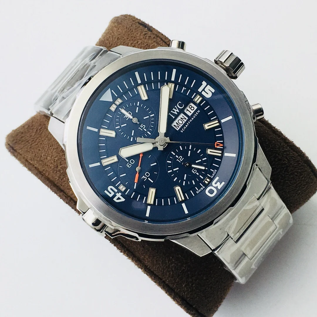 IWC Aquatimer Steel Blue Dial IW376805 — photographed off the sweep