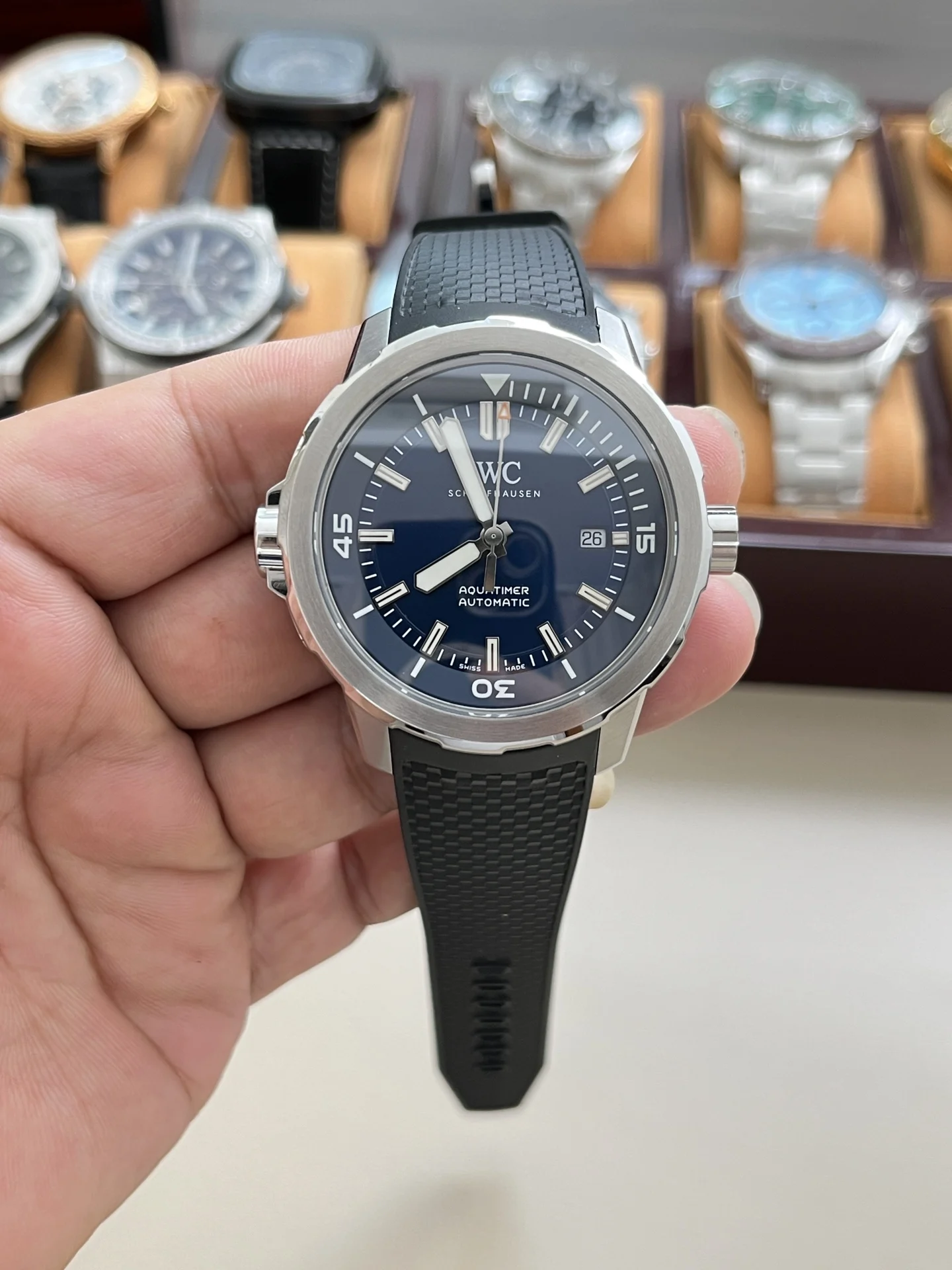 IWC Blue Dial 44mm — photographed off the sweep