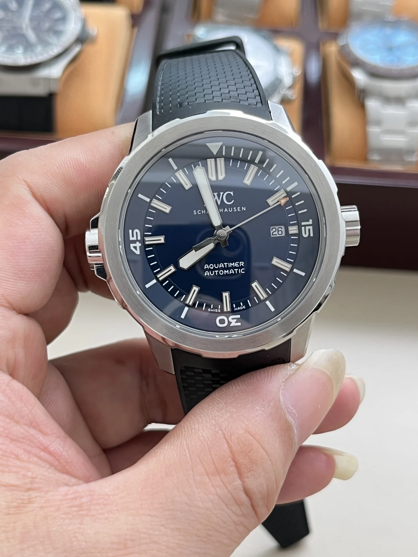 IWC Blue Dial 44mm — photographed off the sweep