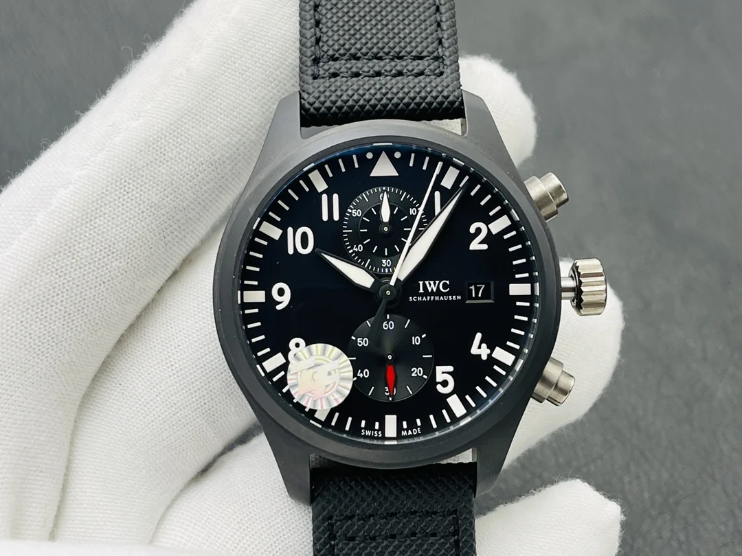 IWC Ceramic Blue Dial 44.5mm — photographed off the sweep