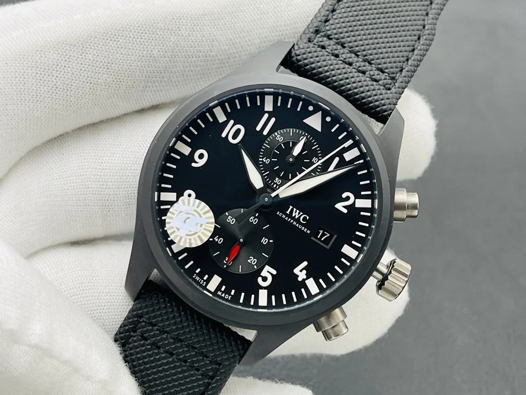 IWC Ceramic Blue Dial 44.5mm — photographed off the sweep