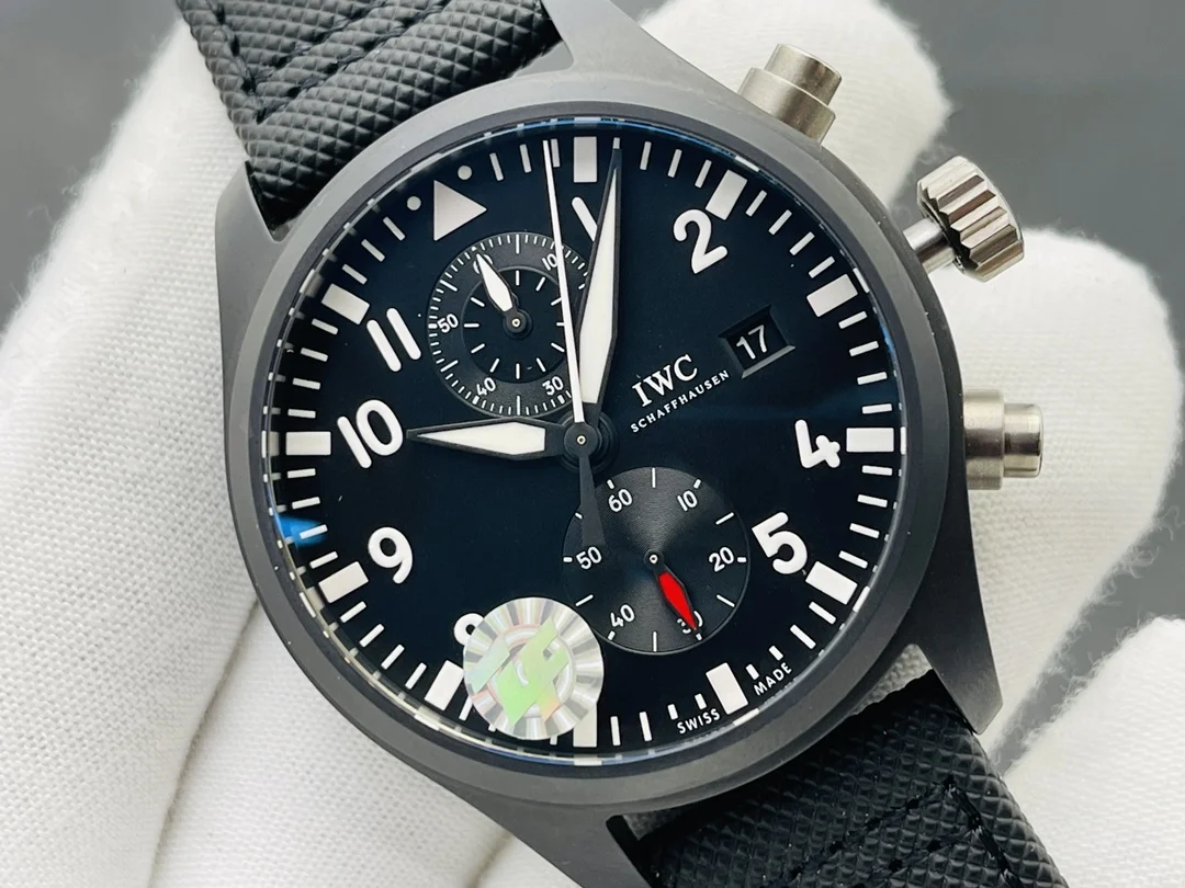 IWC Ceramic Blue Dial 44.5mm — photographed off the sweep