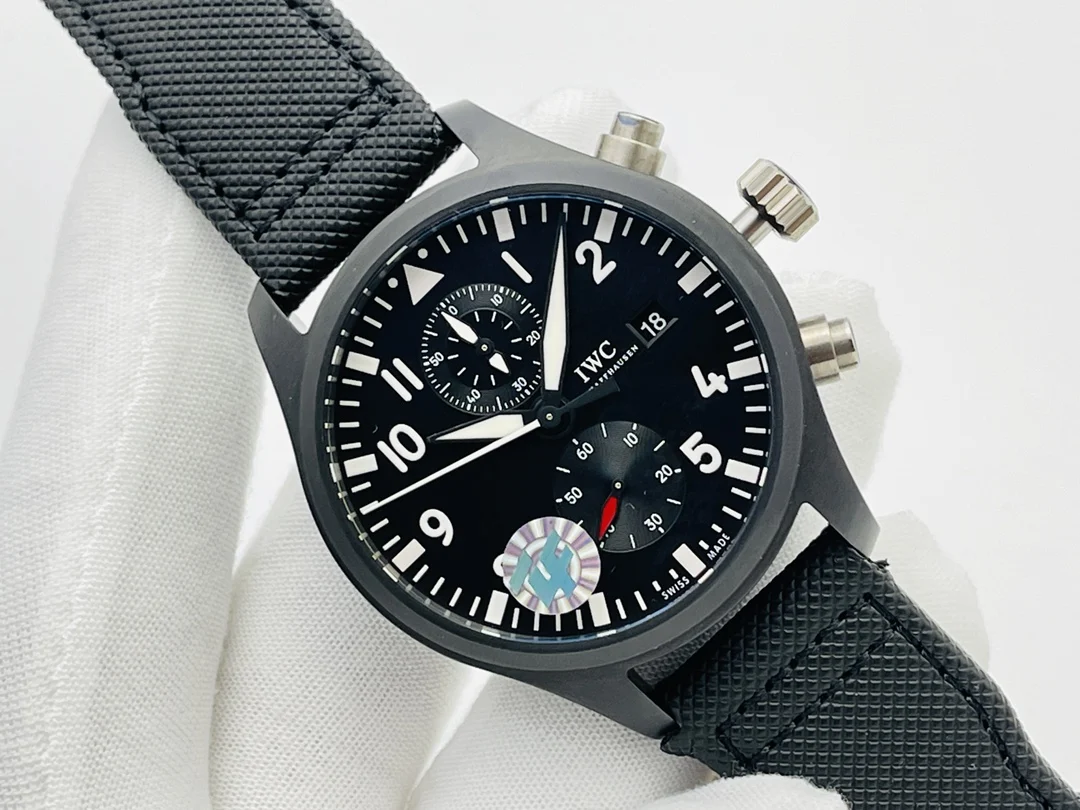 IWC Ceramic Blue Dial 44.5mm — photographed off the sweep