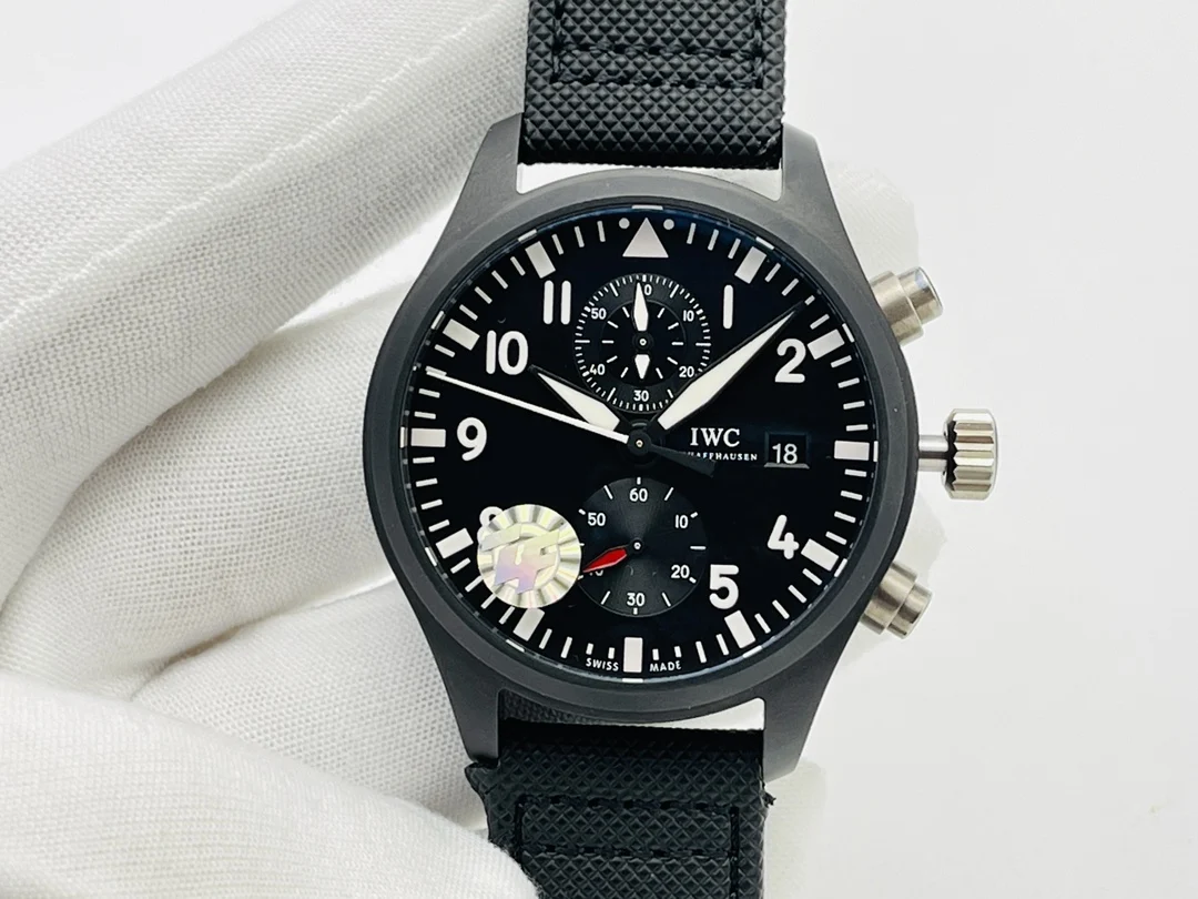 IWC Ceramic Blue Dial 44.5mm — photographed off the sweep