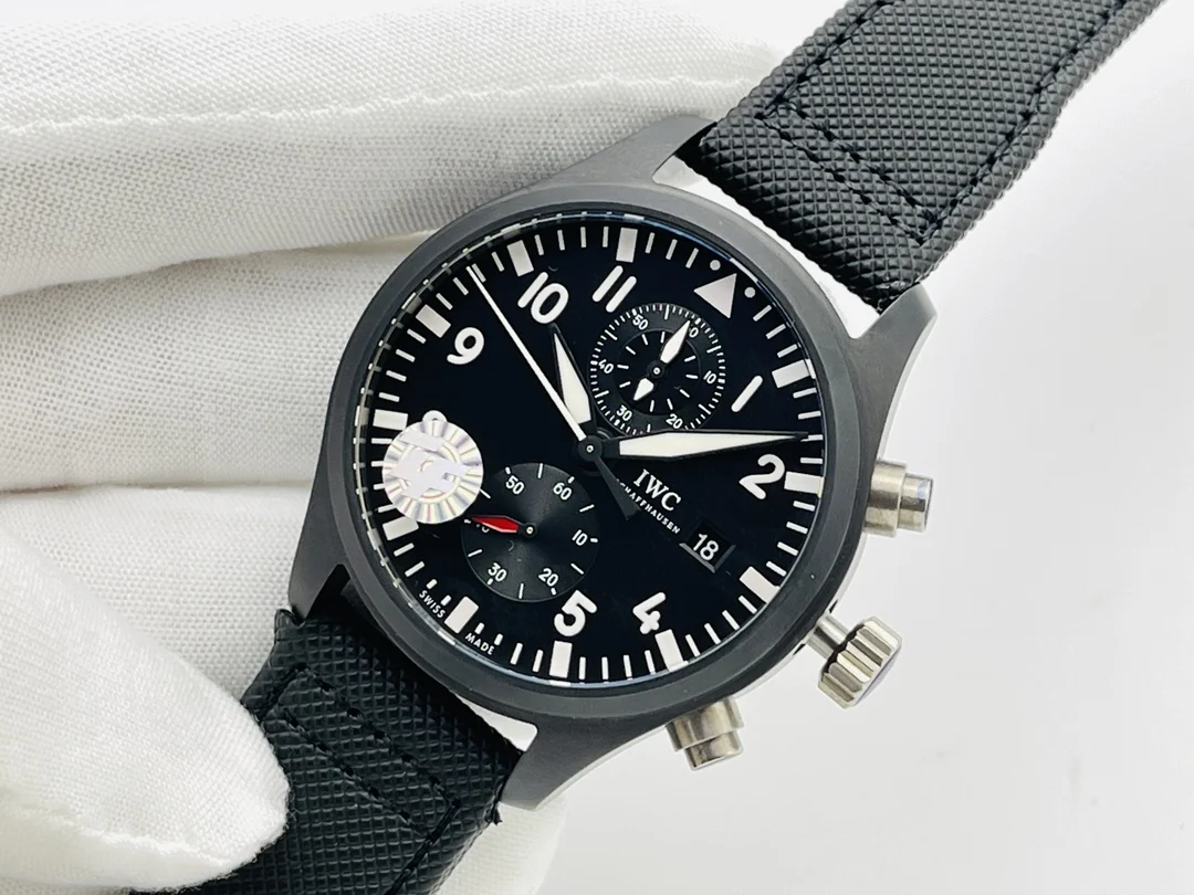 IWC Ceramic Blue Dial 44.5mm — photographed off the sweep