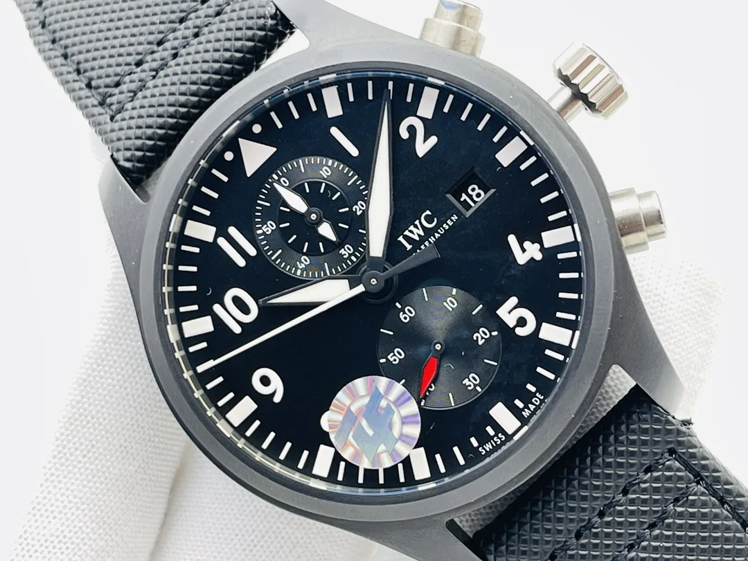 IWC Ceramic Blue Dial 44.5mm — photographed off the sweep