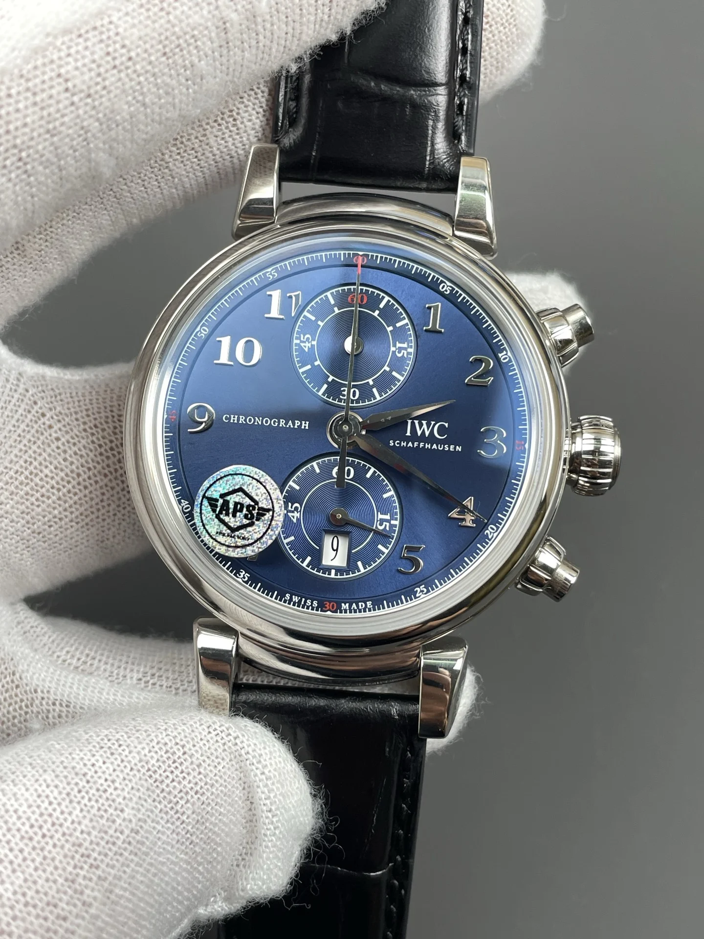 IWC Da Vinci Blue Dial — photographed off the sweep