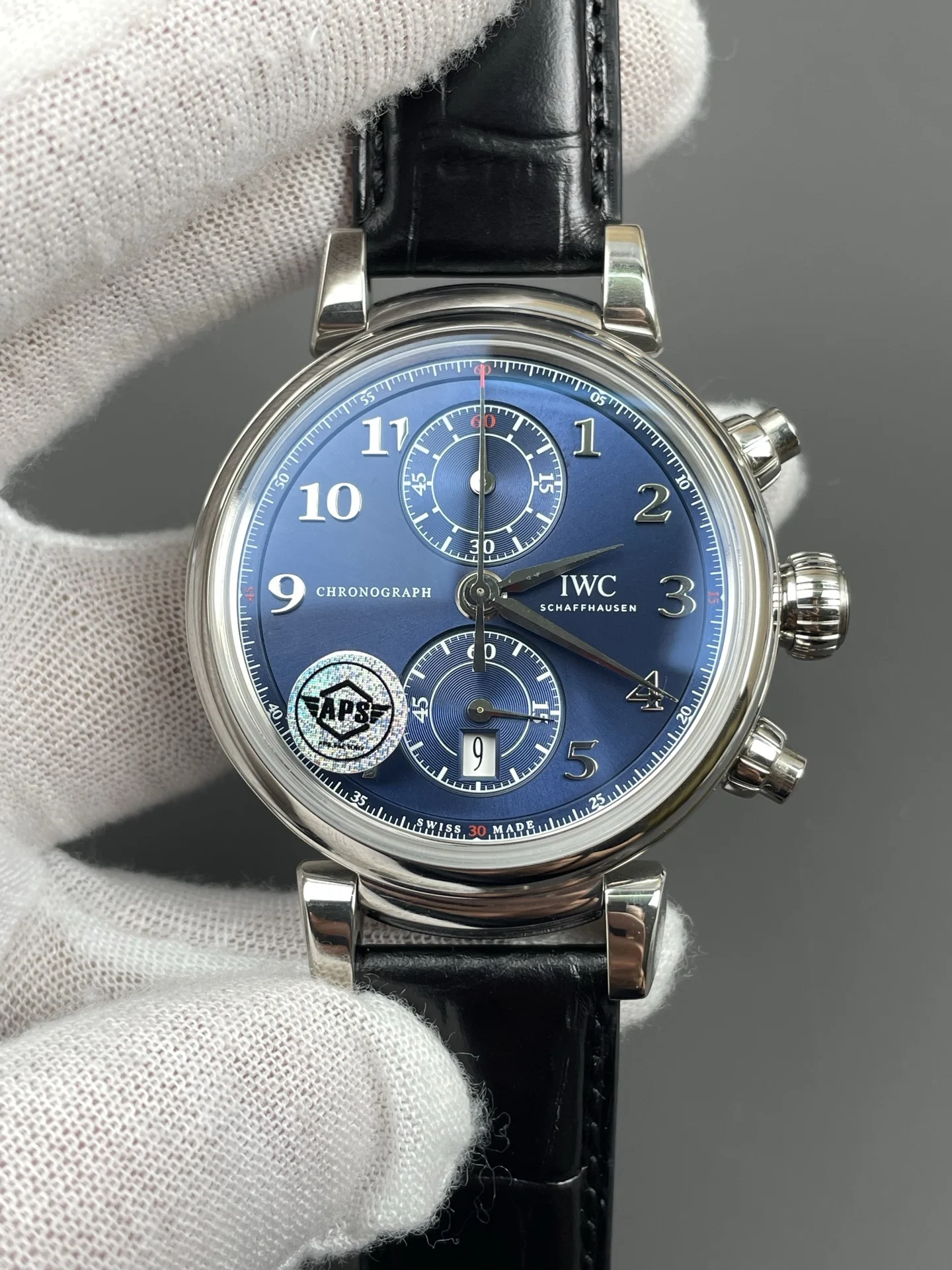 IWC Da Vinci Blue Dial — photographed off the sweep