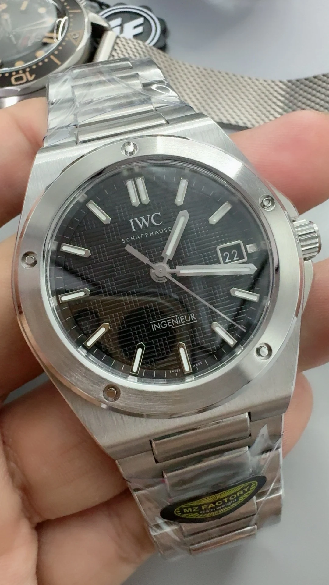 IWC Ingenieur Green Dial — photographed off the sweep