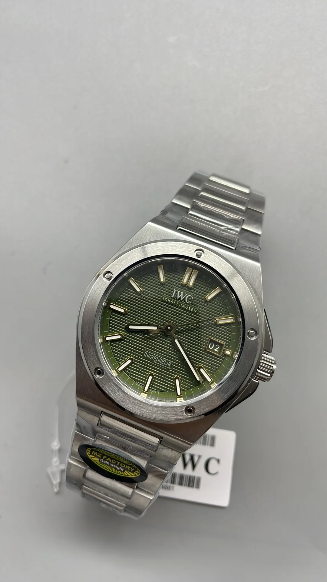IWC Ingenieur Green Dial — photographed off the sweep
