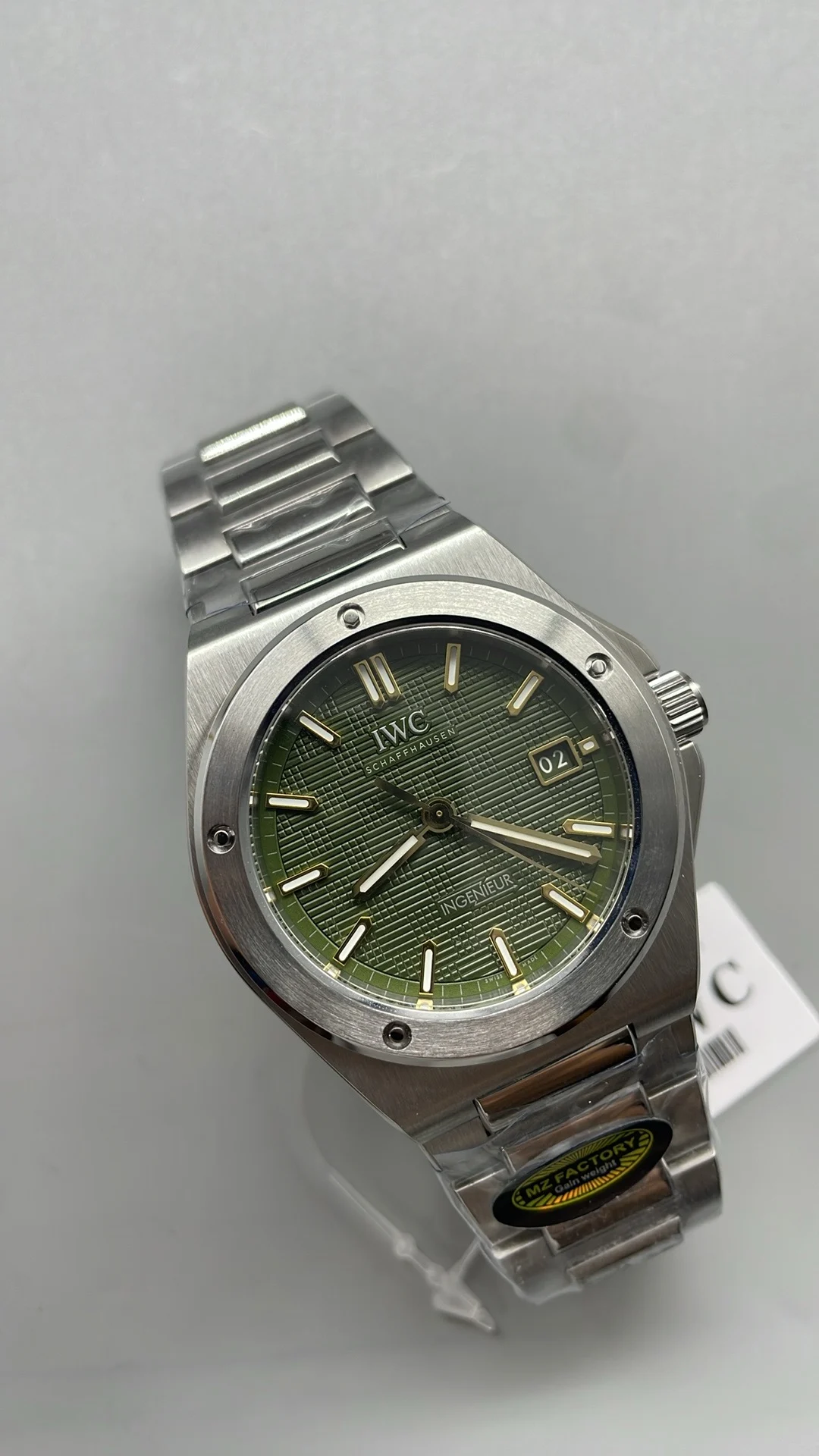 IWC Ingenieur Green Dial — photographed off the sweep