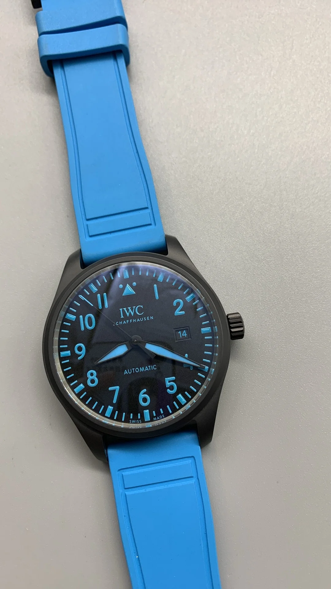 IWC Pilot Black Dial 41mm — photographed off the sweep