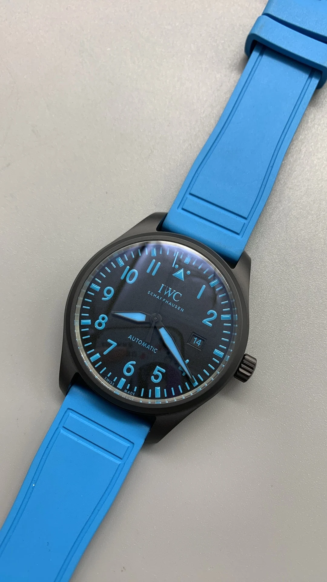 IWC Pilot Black Dial 41mm — photographed off the sweep