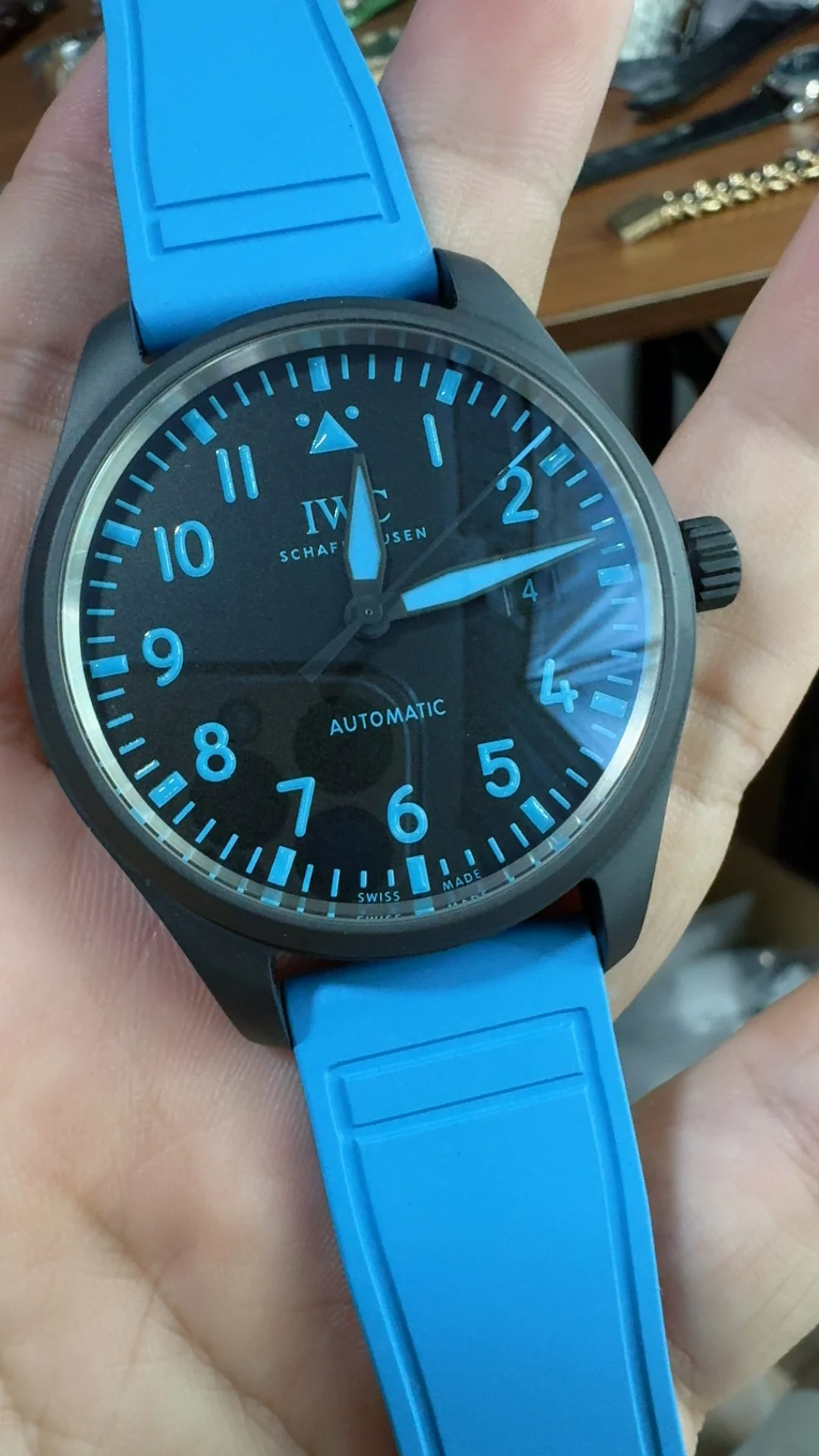 IWC Pilot Black Dial — photographed off the sweep