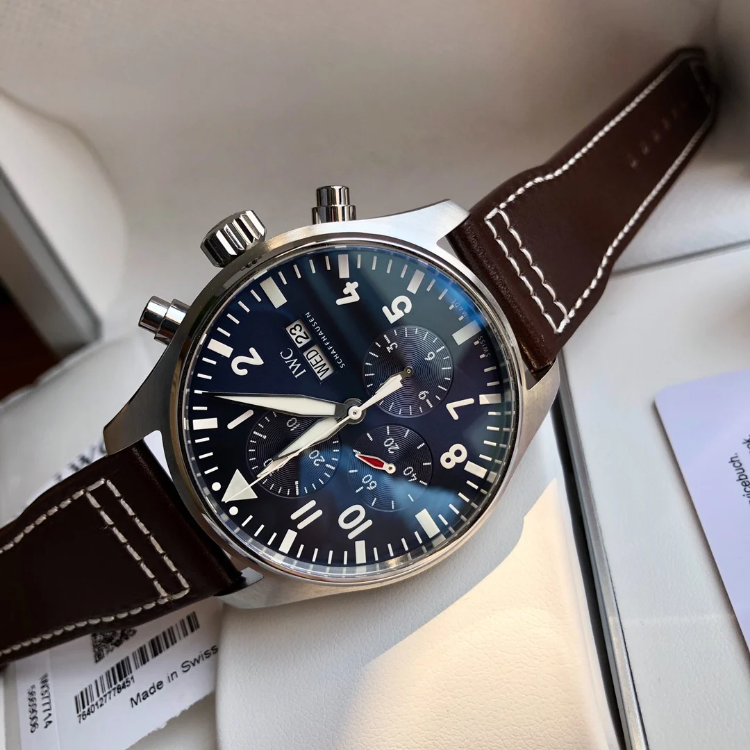 IWC Pilot Blue Dial IW377714 43mm β photographed off the sweep