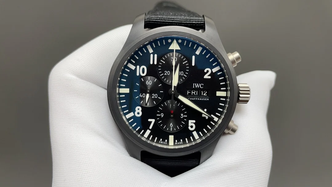 IWC Pilot Ceramic 43mm — photographed off the sweep