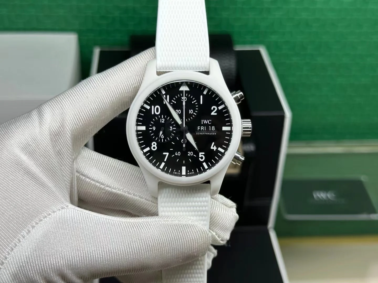 IWC Pilot Ceramic 44.5mm — photographed off the sweep