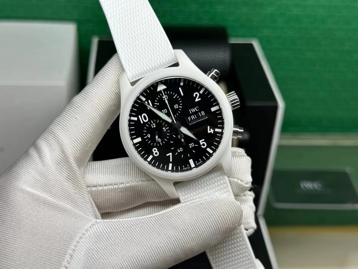 IWC Pilot Ceramic 44.5mm — photographed off the sweep