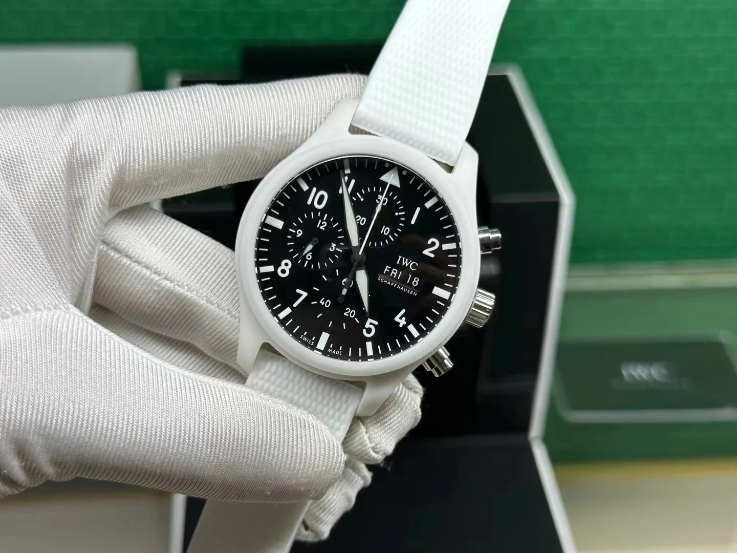IWC Pilot Ceramic 44.5mm — photographed off the sweep