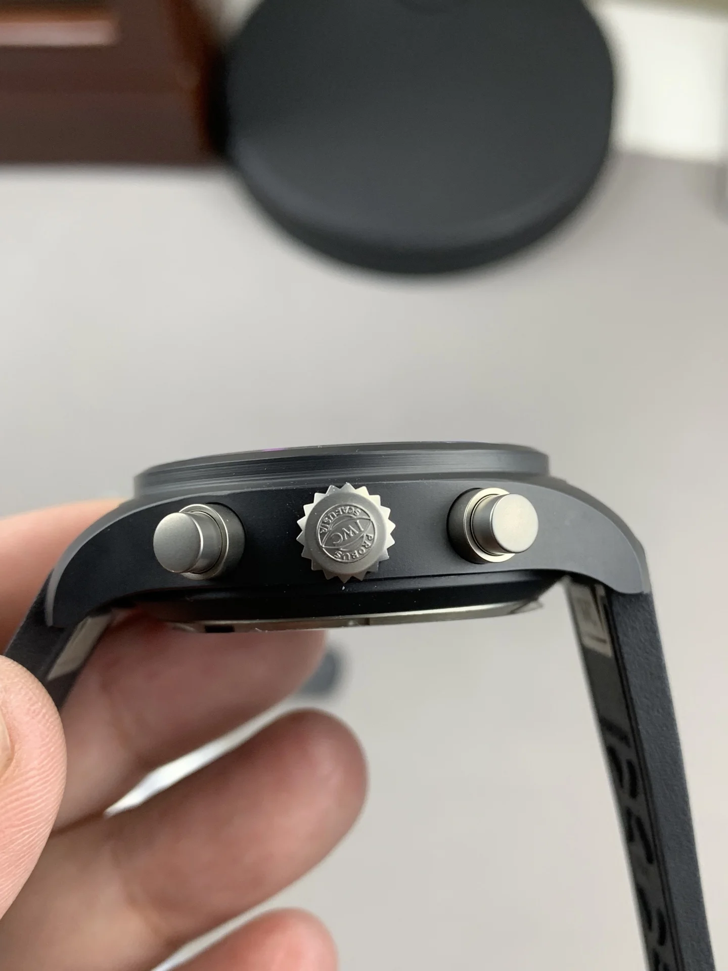 IWC Pilot Ceramic Black Dial — photographed off the sweep