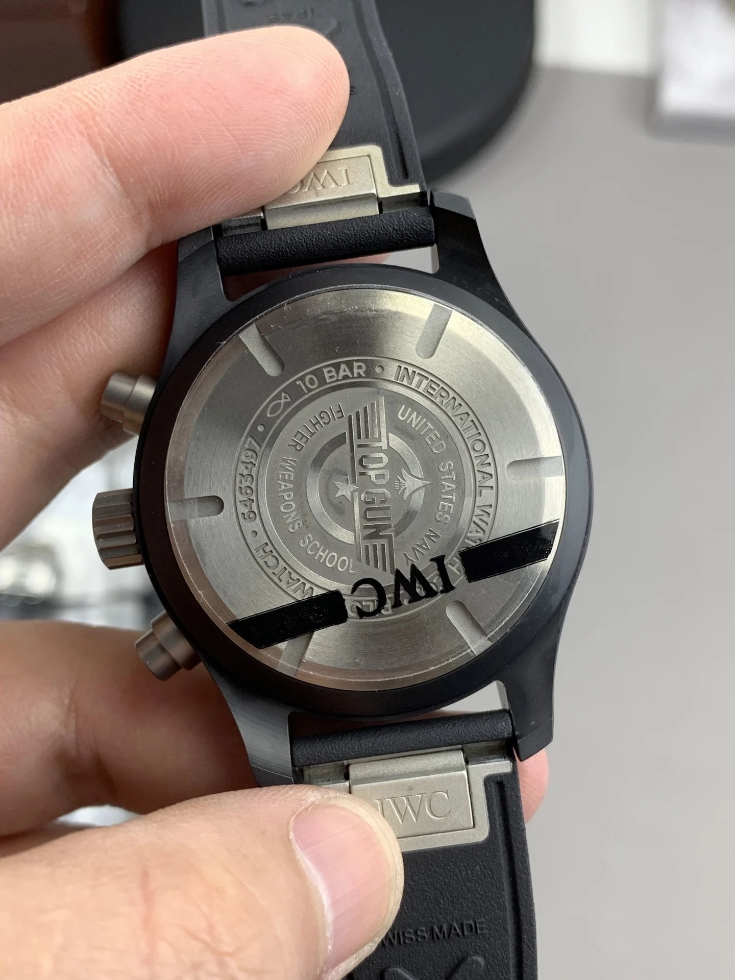 IWC Pilot Ceramic Black Dial — photographed off the sweep