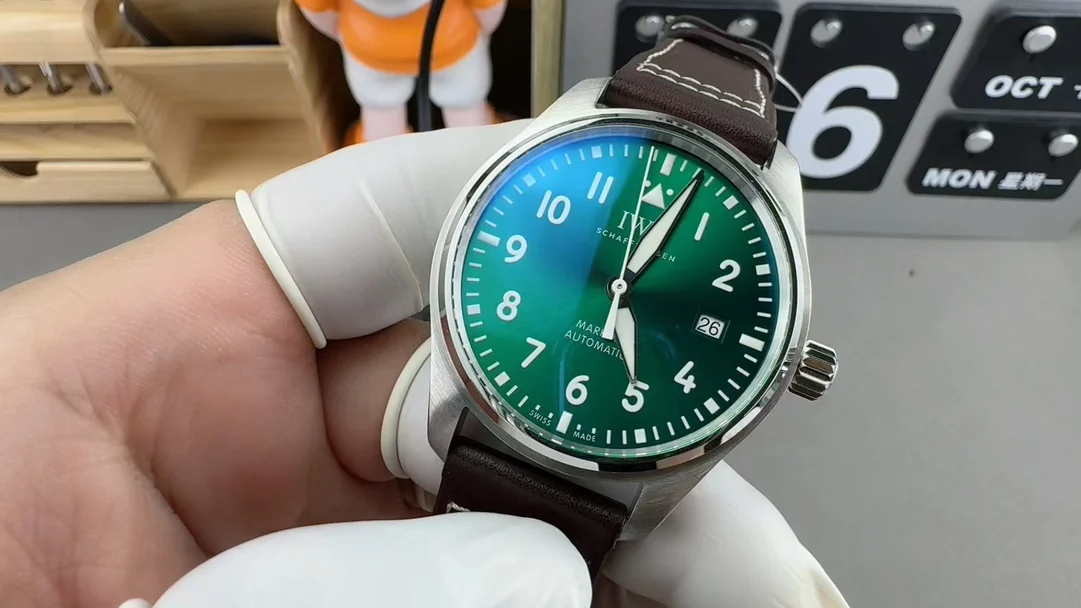 IWC Pilot Green Dial — photographed off the sweep