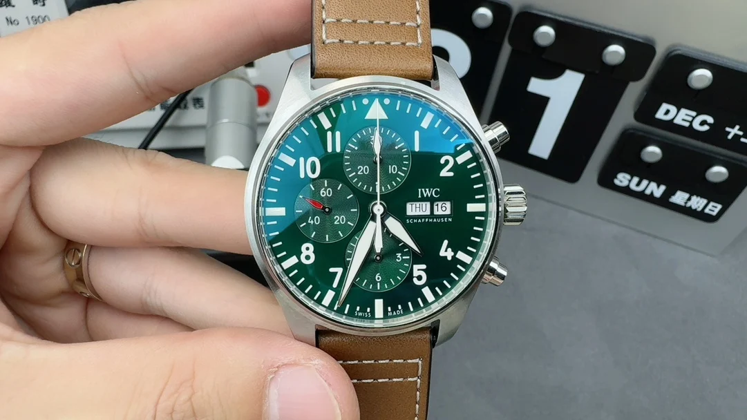 IWC Pilot Green Dial — photographed off the sweep