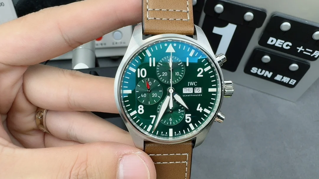 IWC Pilot Green Dial — photographed off the sweep