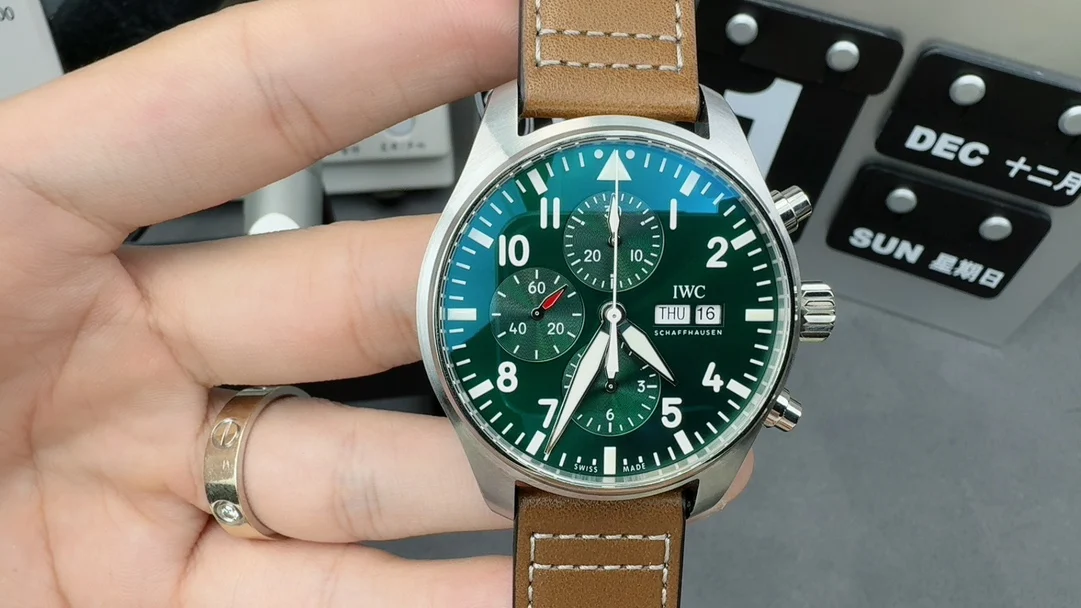 IWC Pilot Green Dial — photographed off the sweep