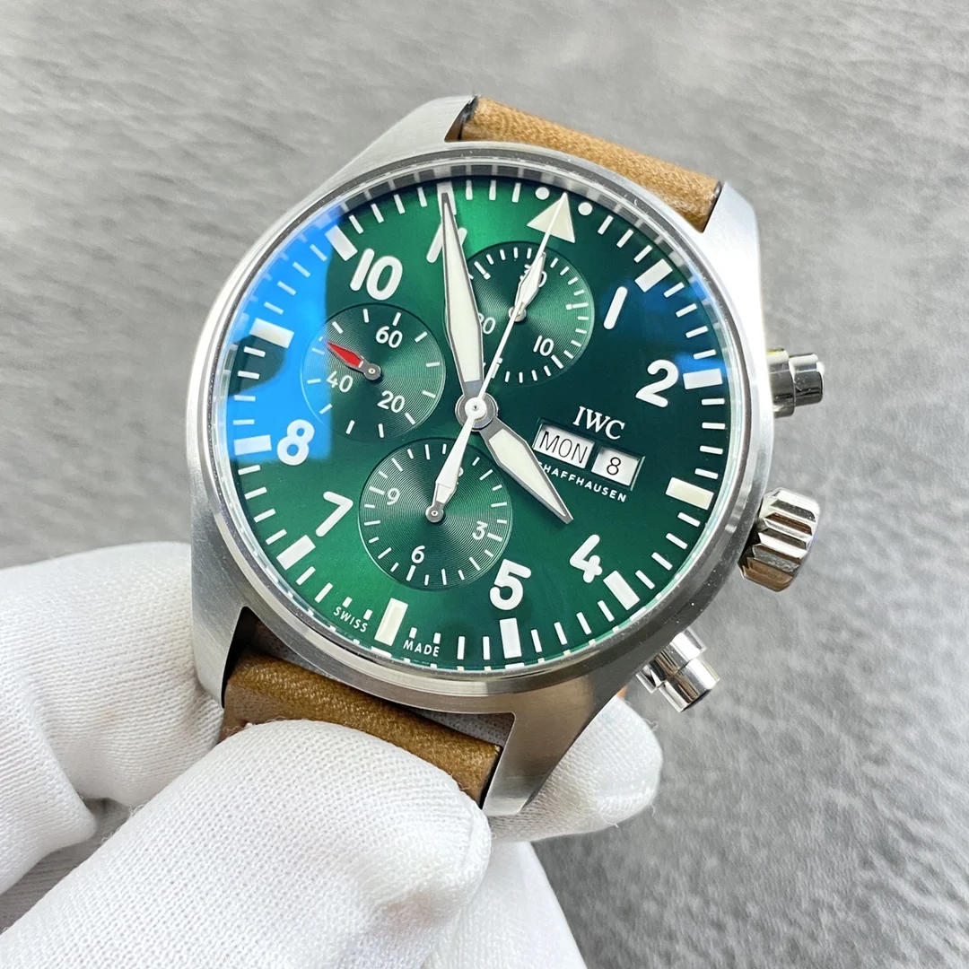 IWC Pilot Green Dial — photographed off the sweep