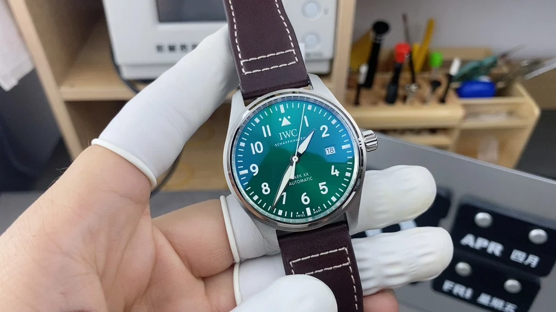 IWC Pilot Green Dial — photographed off the sweep