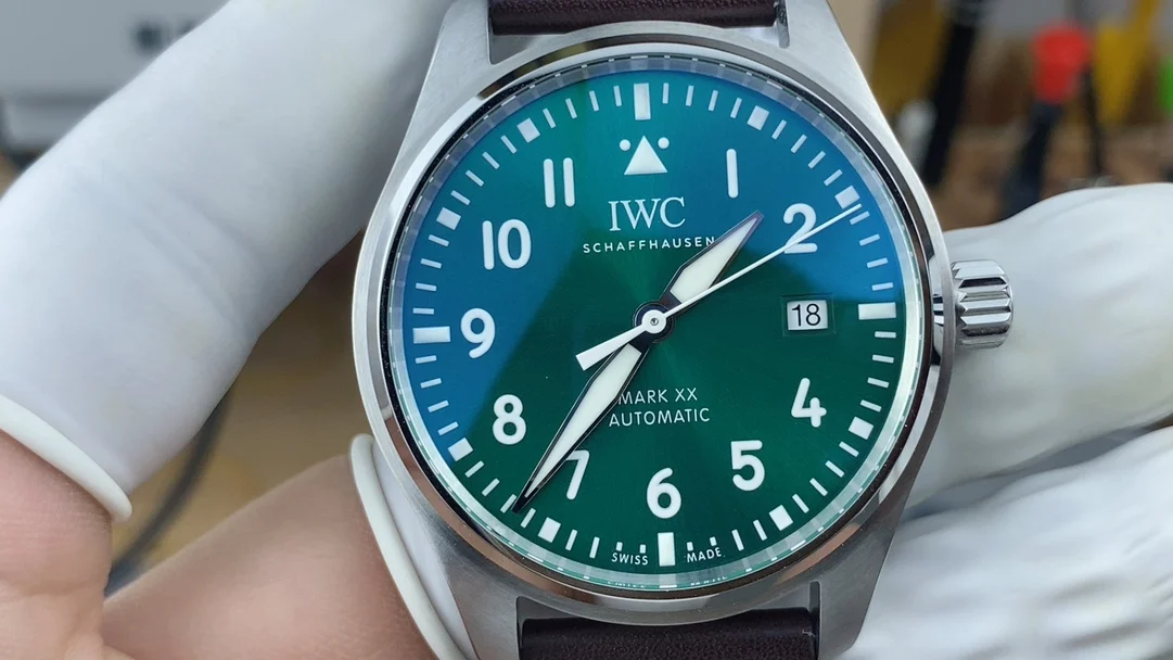 IWC Pilot Green Dial — photographed off the sweep
