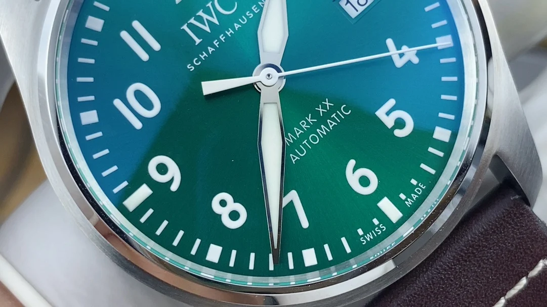 IWC Pilot Green Dial — photographed off the sweep
