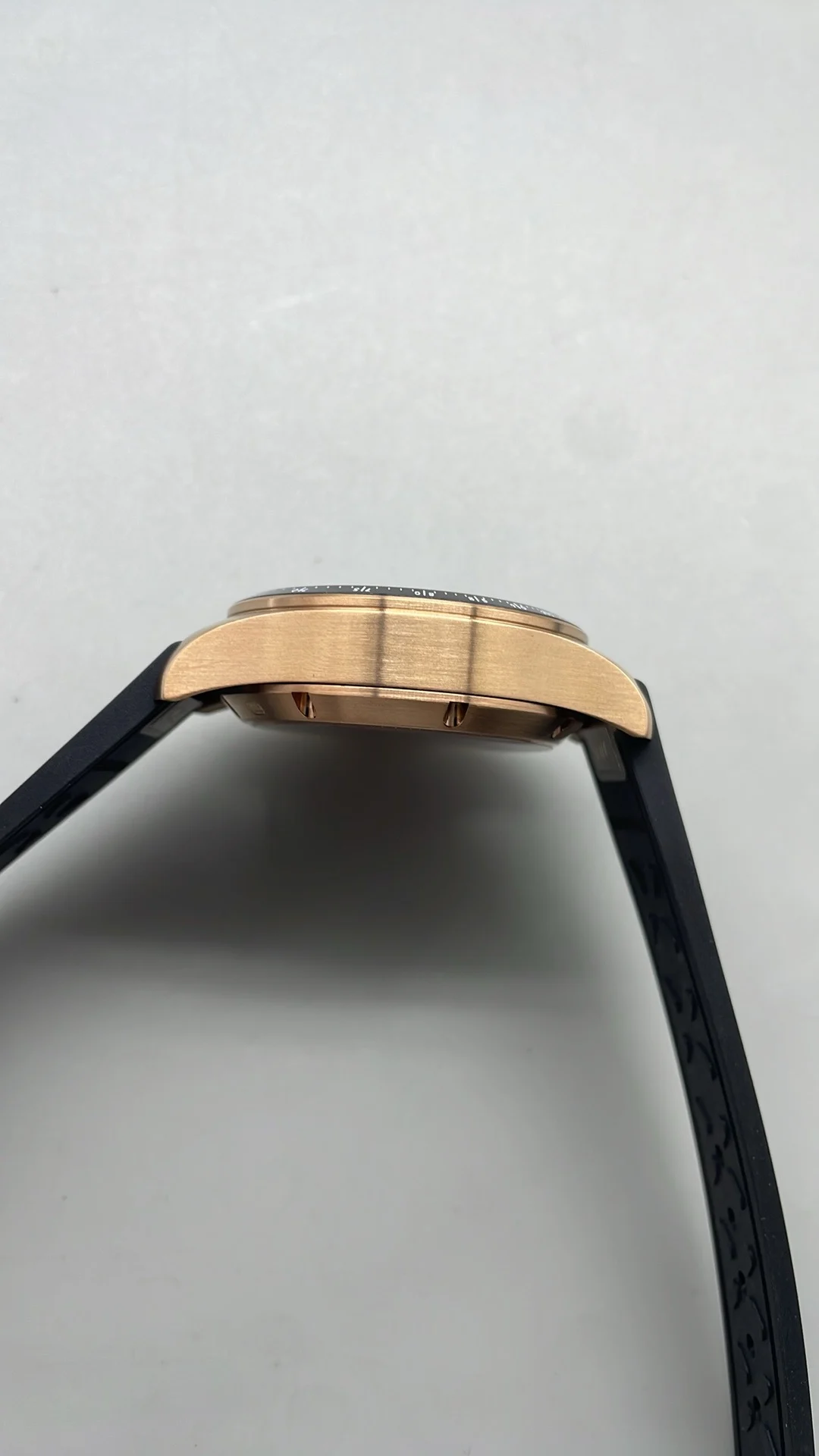IWC Pilot Rose Gold Black Dial — photographed off the sweep
