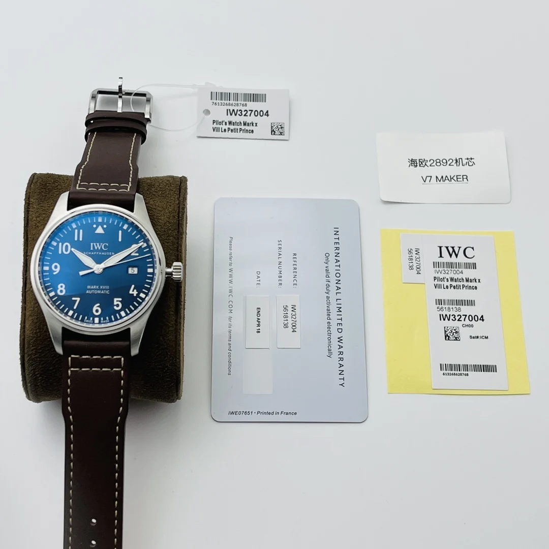 IWC Pilot Steel Blue Dial 40mm — photographed off the sweep