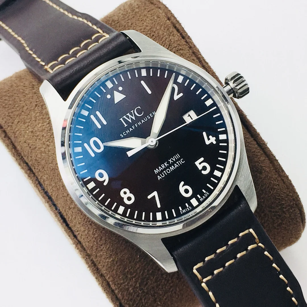 IWC Pilot Steel Blue Dial 40mm — photographed off the sweep