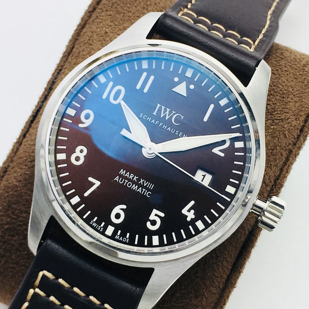 IWC Pilot Steel Blue Dial 40mm — photographed off the sweep